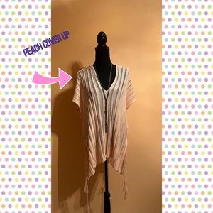 Peach Crochet Tassels Cover Up